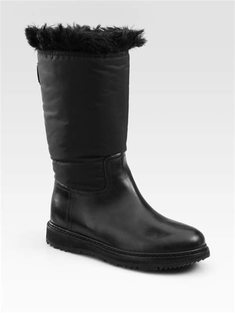 prada faux fur boots|prada nylon boots.